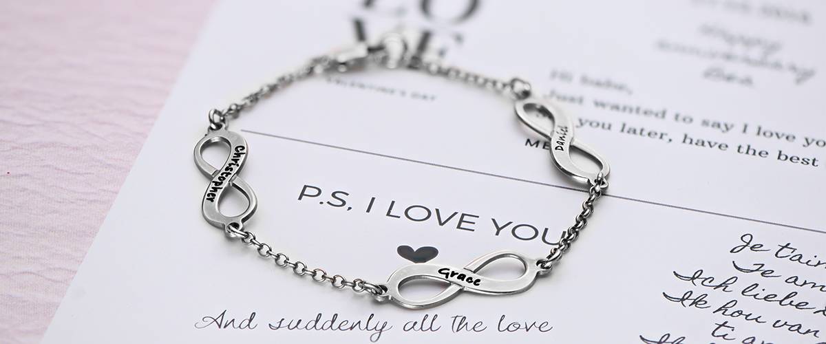Pulseras de plata esterlina con grabado