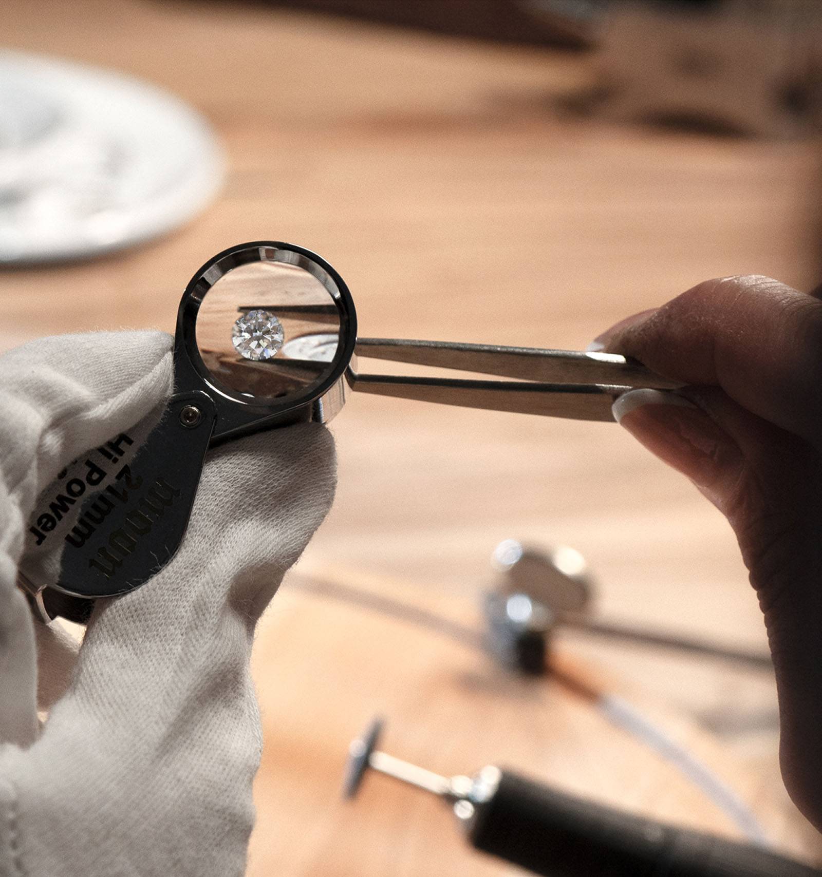 Close up of jewelry making