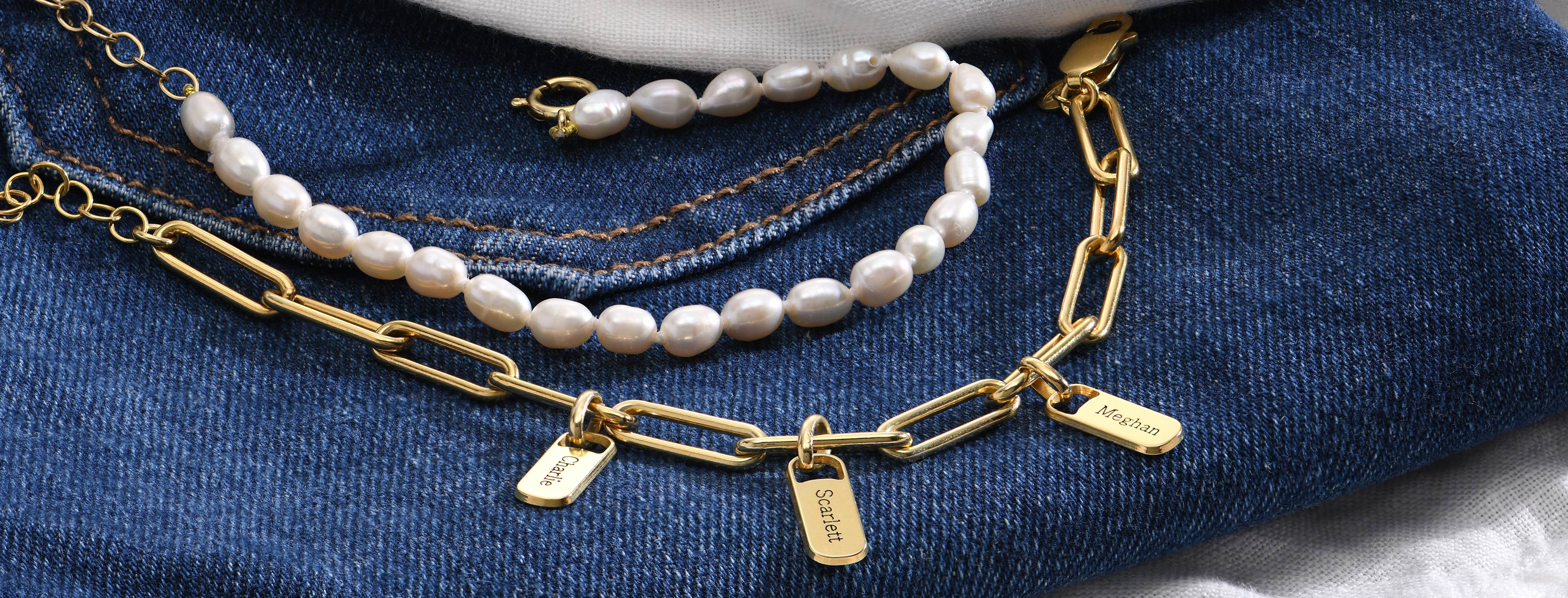 Collar de oro y collar de perlas