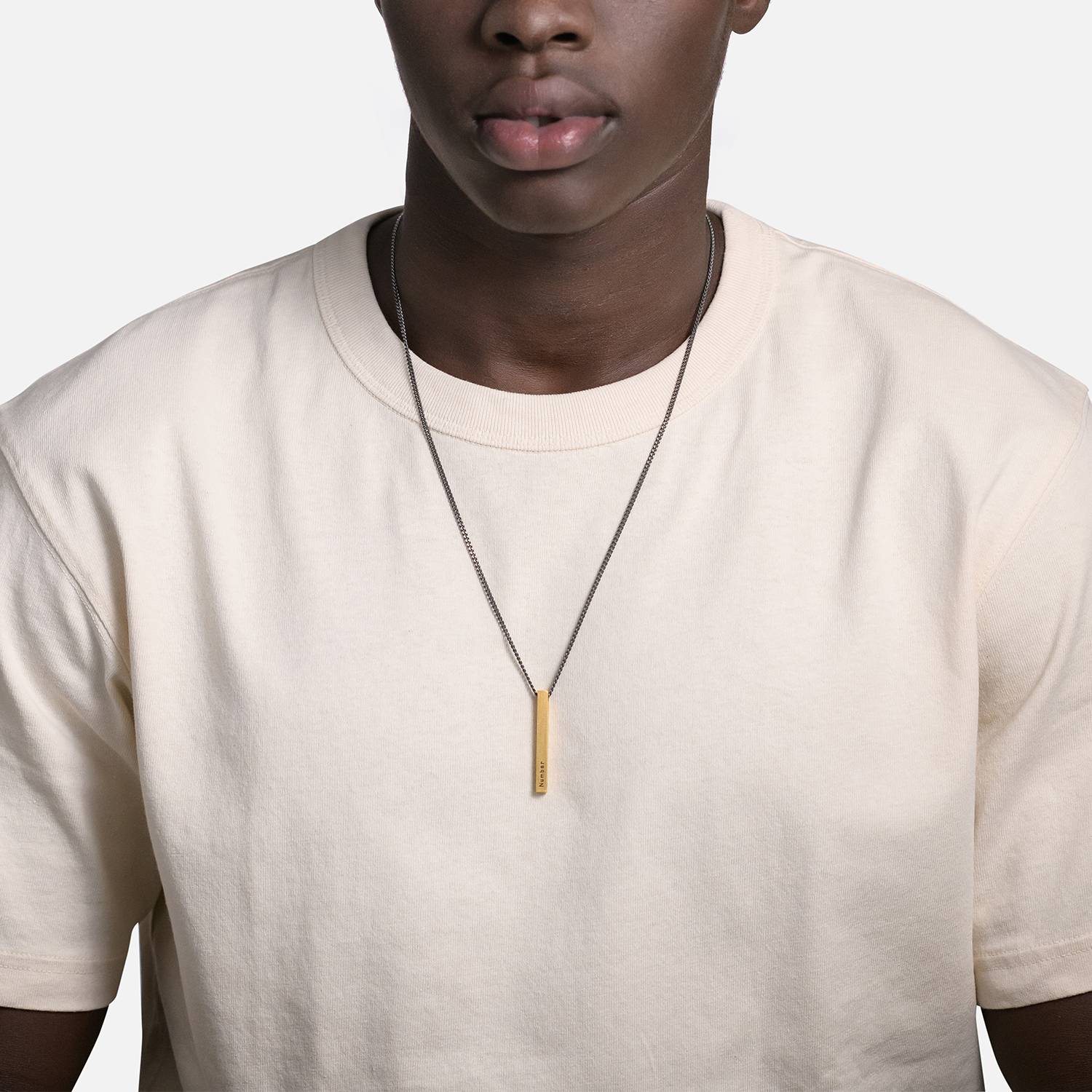 Collar de Barra en 3D para Hombre en Vermeil de Oro-3 foto de producto