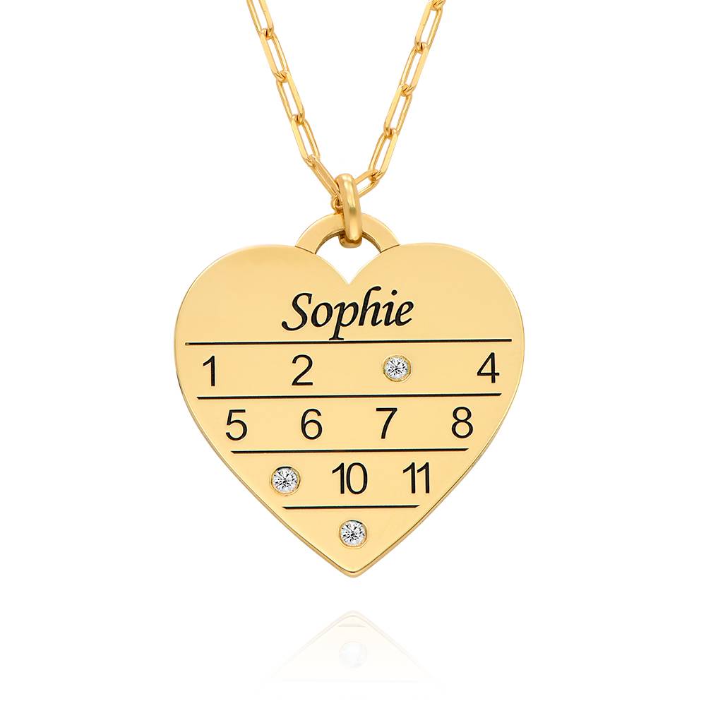 Collar Corazón Calendario 12 Meses con Diamantes en Chapa de Oro-2 Collar Corazón Calendario 12 Meses con Diamantes en Chapa de Oro-2 foto de producto