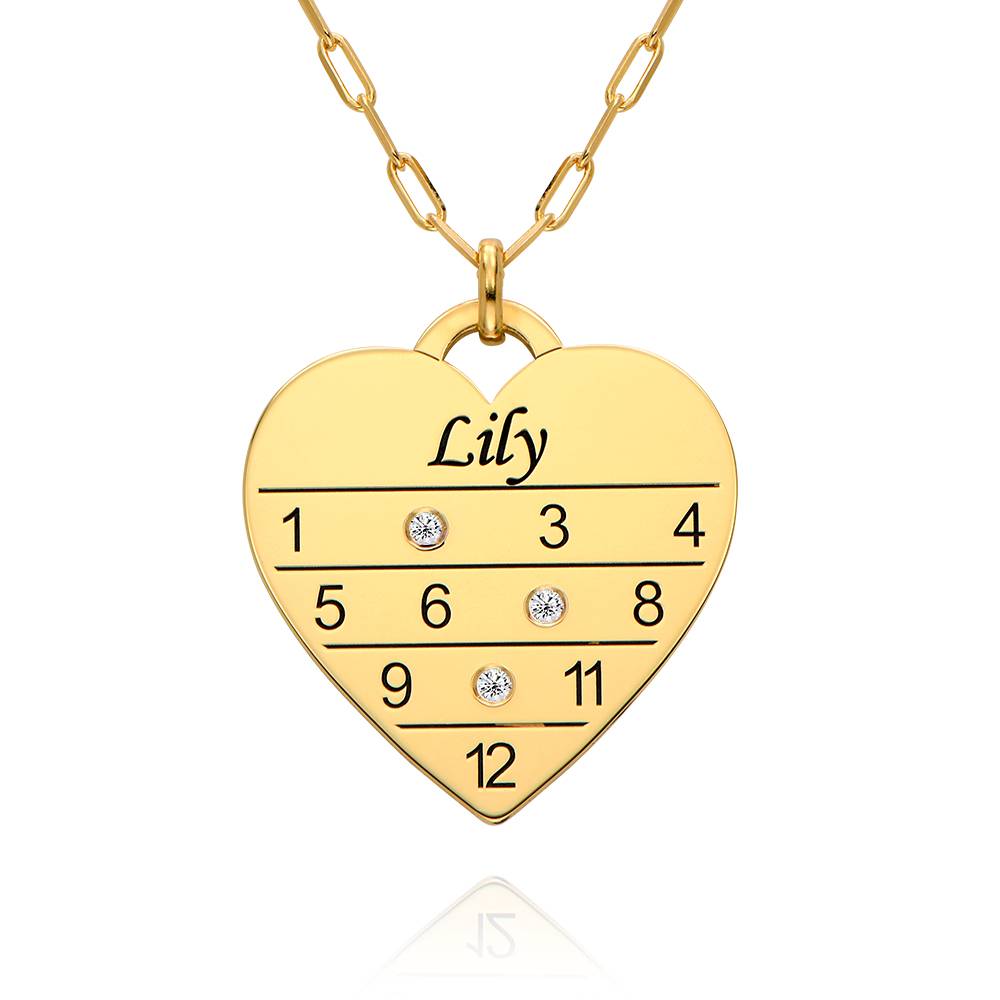 Collar Corazón Calendario 12 Meses con Diamantes en Vermeil de Oro-6 foto de producto