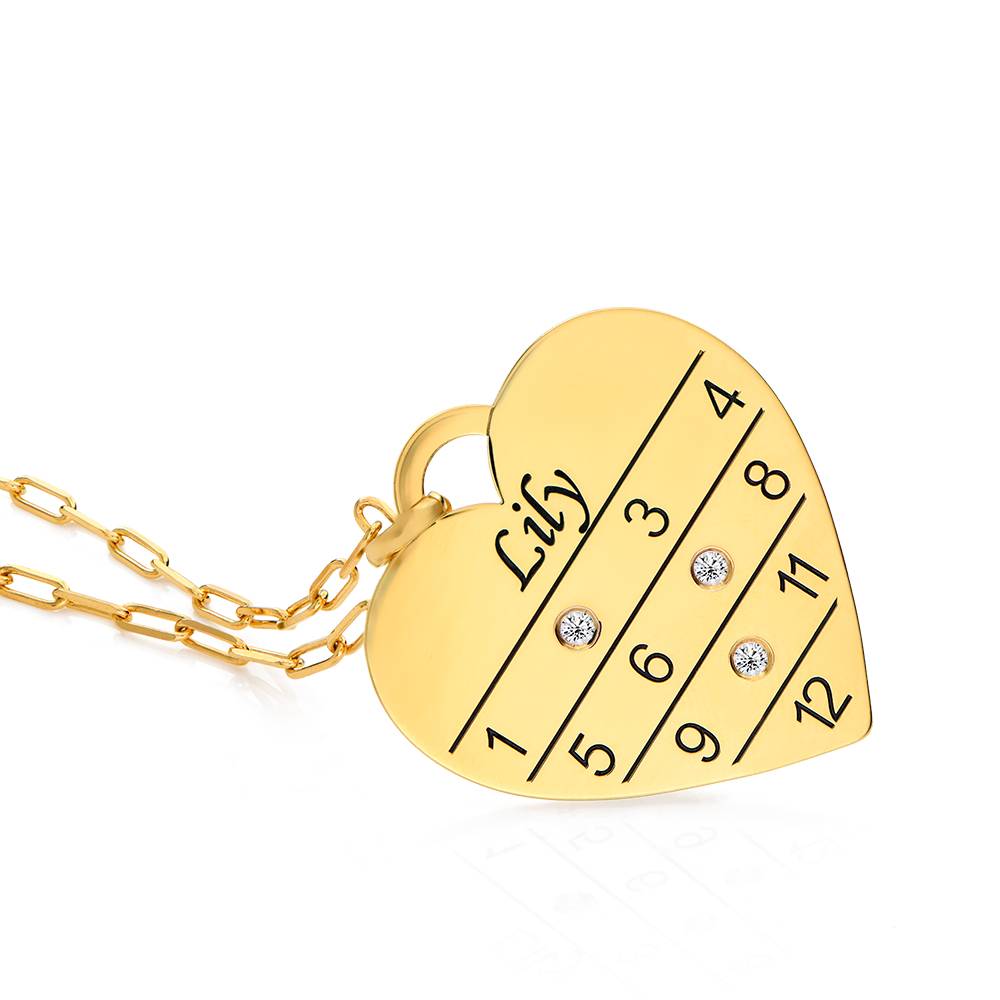 Collar Corazón Calendario 12 Meses con Diamantes en Vermeil de Oro-1 foto de producto