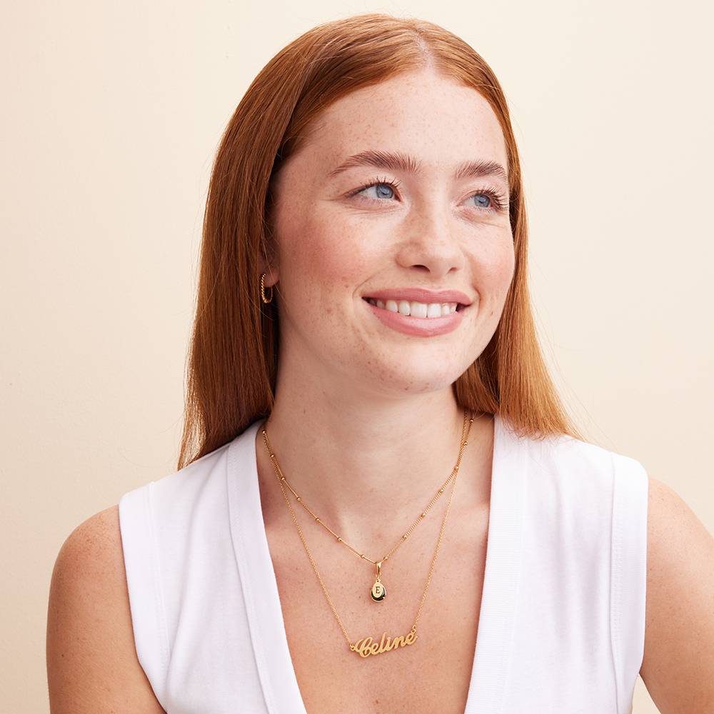Collar con Nombre Cocktail Clásico en Oro Sólido 14K-3 foto de producto