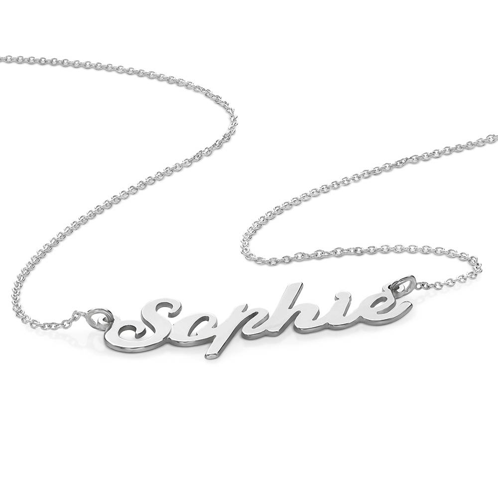Collar con Nombre Cocktail Clásico en Oro Blanco de 14K-2 foto de producto