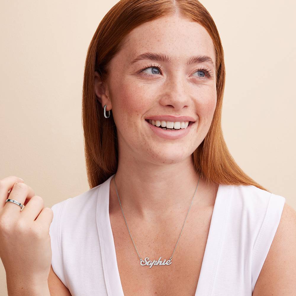 Collar con Nombre Cocktail Clásico en Oro Blanco de 14K-3 foto de producto