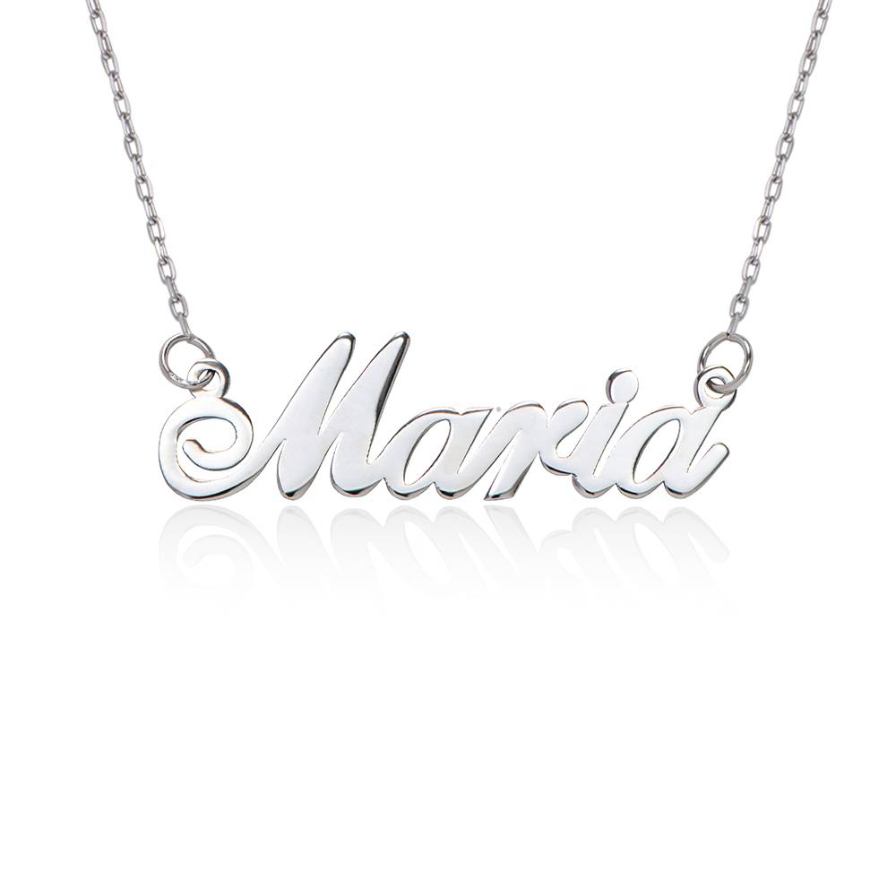 Collar con Nombre Cocktail Clásico en Oro Blanco de 14K-4 foto de producto