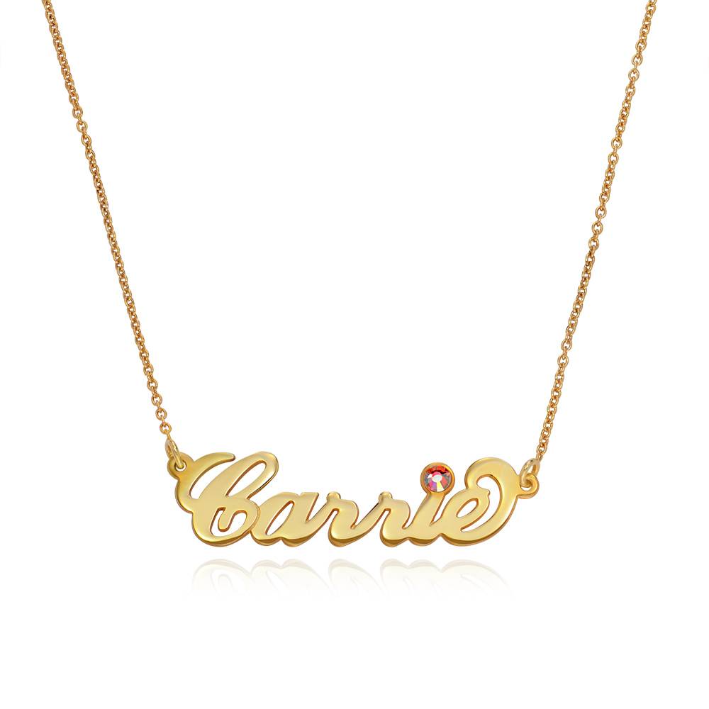 Collar con Nombre con Piedra de Nacimiento en Chapa de Oro-1 foto de producto