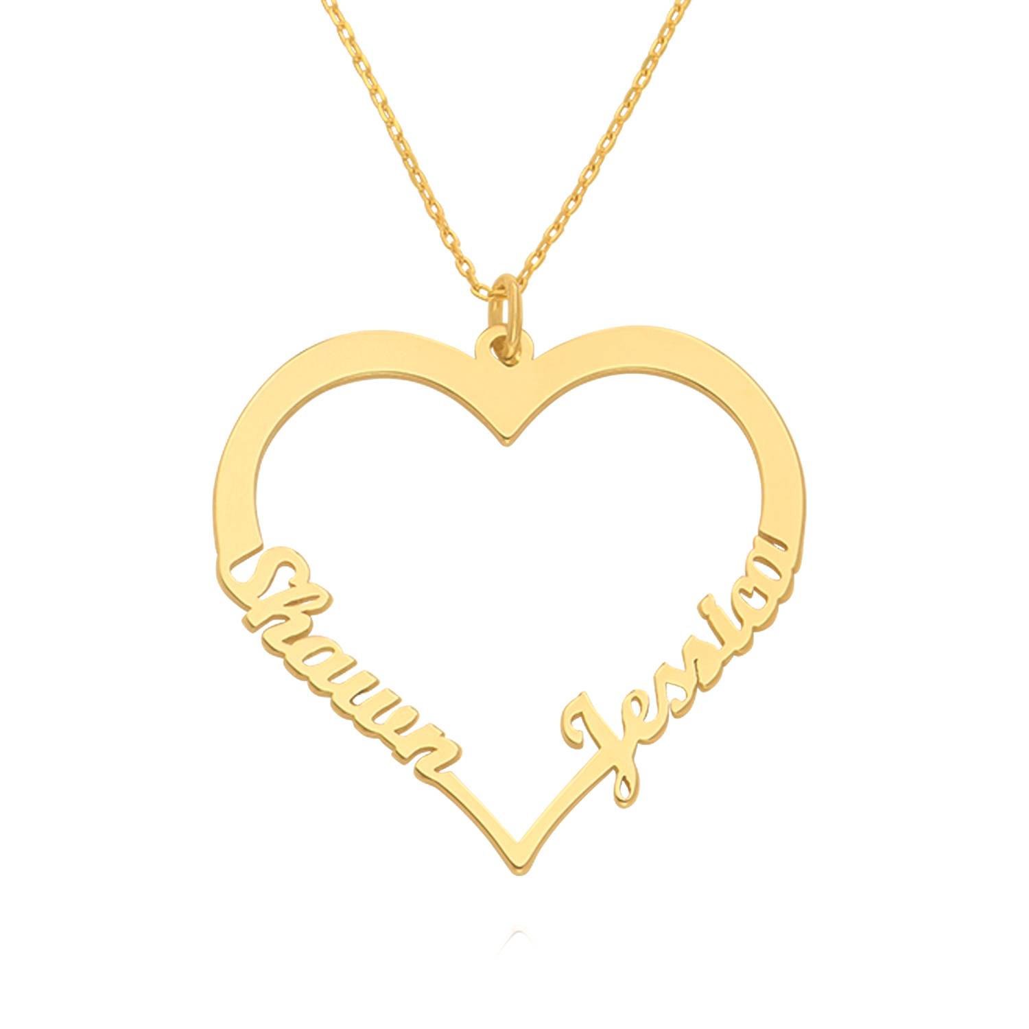 Collar de Contorno de Corazón con Dos Nombres en Vermeil de Oro-2 Collar de Contorno de Corazón con Dos Nombres en Vermeil de Oro-2 foto de producto