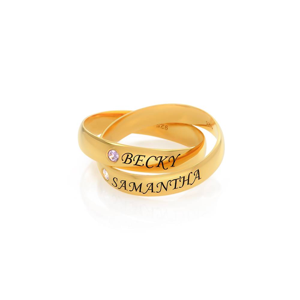 Anillo Ruso Charlize con 2 Anillos con Piedras de Nacimiento en Chapa de Oro-2 foto de producto
