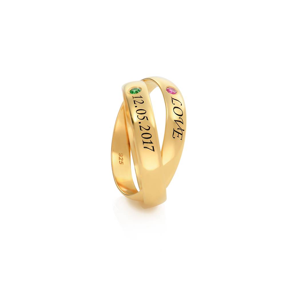 Anillo Ruso Charlize con 2 Anillos con Piedras de Nacimiento en Vermeil de Oro-1 Anillo Ruso Charlize con 2 Anillos con Piedras de Nacimiento en Vermeil de Oro-1 foto de producto