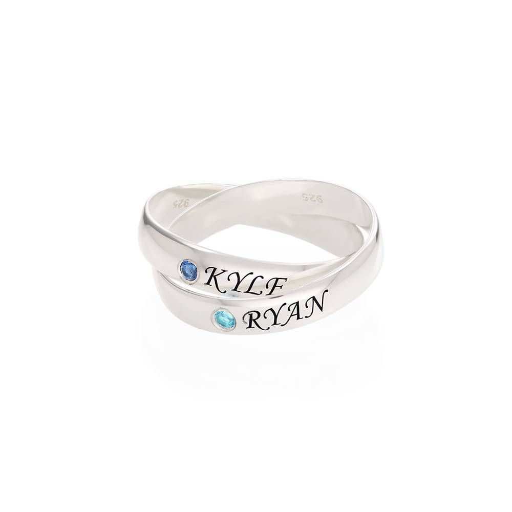 Anillo Ruso Charlize con 2 Anillos con Piedras de Nacimiento en Plata-1 foto de producto