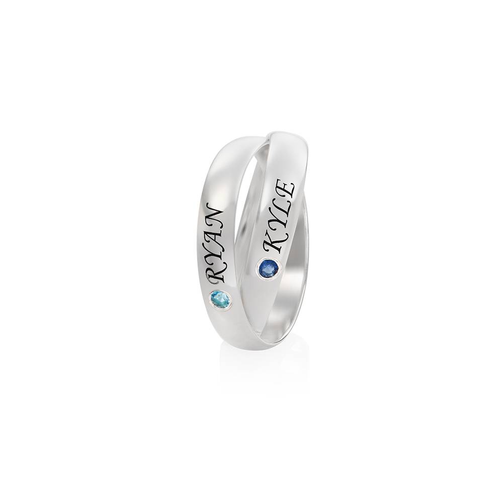 Anillo Ruso Charlize con 2 Anillos con Piedras de Nacimiento en Plata-2 foto de producto