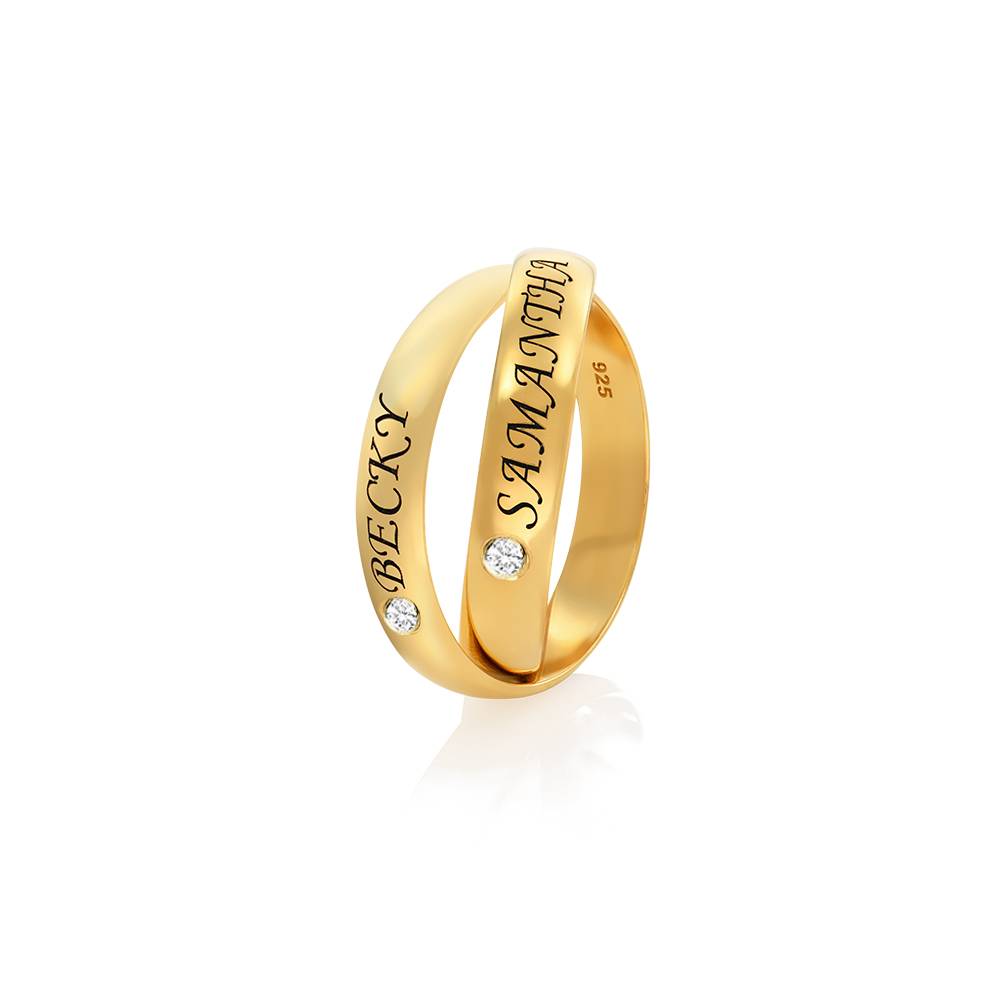 Anillo Ruso Charlize con 2 Anillos con Diamantes en Baño de Oro-2 Anillo Ruso Charlize con 2 Anillos con Diamantes en Baño de Oro-2 foto de producto