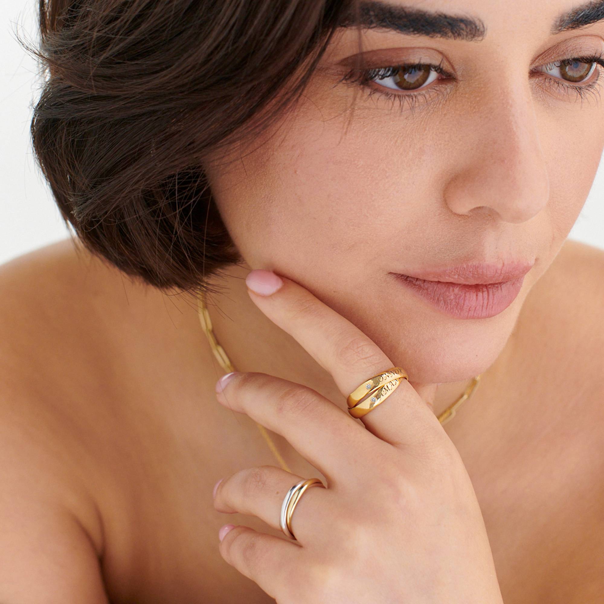 Anillo Ruso Charlize con 2 Anillos con Diamantes en Baño de Oro-4 Anillo Ruso Charlize con 2 Anillos con Diamantes en Baño de Oro-4 foto de producto
