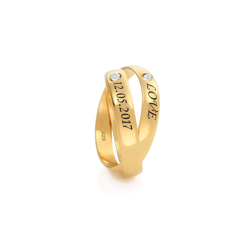 Anillo Ruso Charlize con 2 Anillos con Diamantes en Vermeil de Oro-2 Anillo Ruso Charlize con 2 Anillos con Diamantes en Vermeil de Oro-2 foto de producto