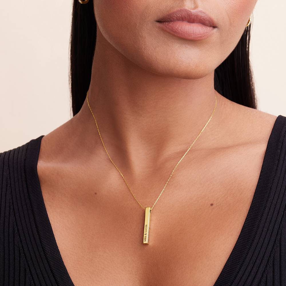Collar de Barra Totem en 3D en Oro Sólido 14K-3 foto de producto