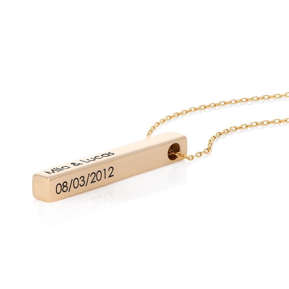 Collar de Barra Totem en 3D en Oro Sólido 14K-2 foto de producto
