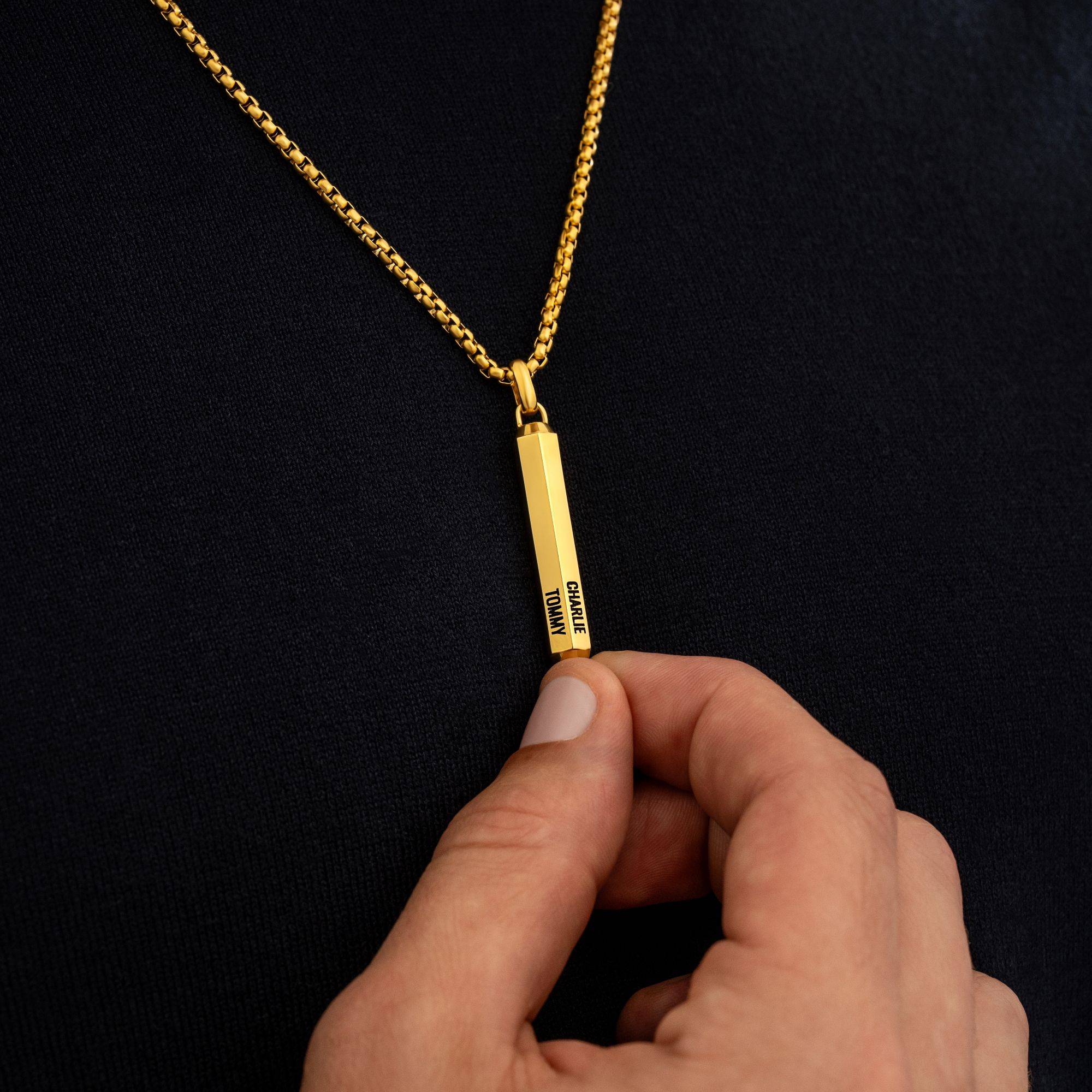 Collar Hexágono en 3D Personalizado para Hombre en Acero Inoxidable con PVD de Oro-5 foto de producto