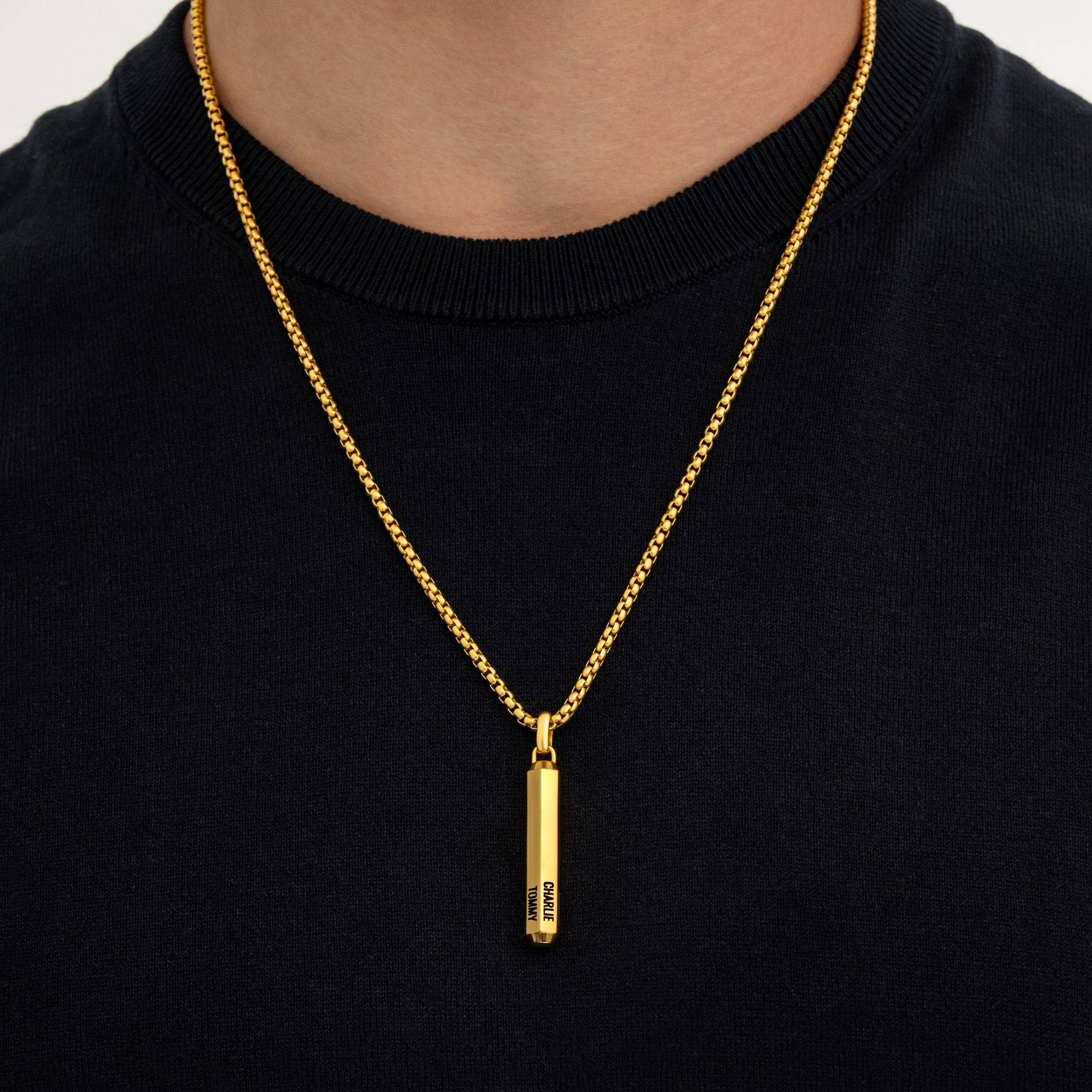 Collar Hexágono en 3D Personalizado para Hombre en Acero Inoxidable con PVD de Oro-3 foto de producto