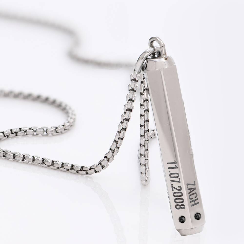Collar Hexágono en 3D Personalizado con Diamantes para Hombre en Acero Inoxidable-3 foto de producto