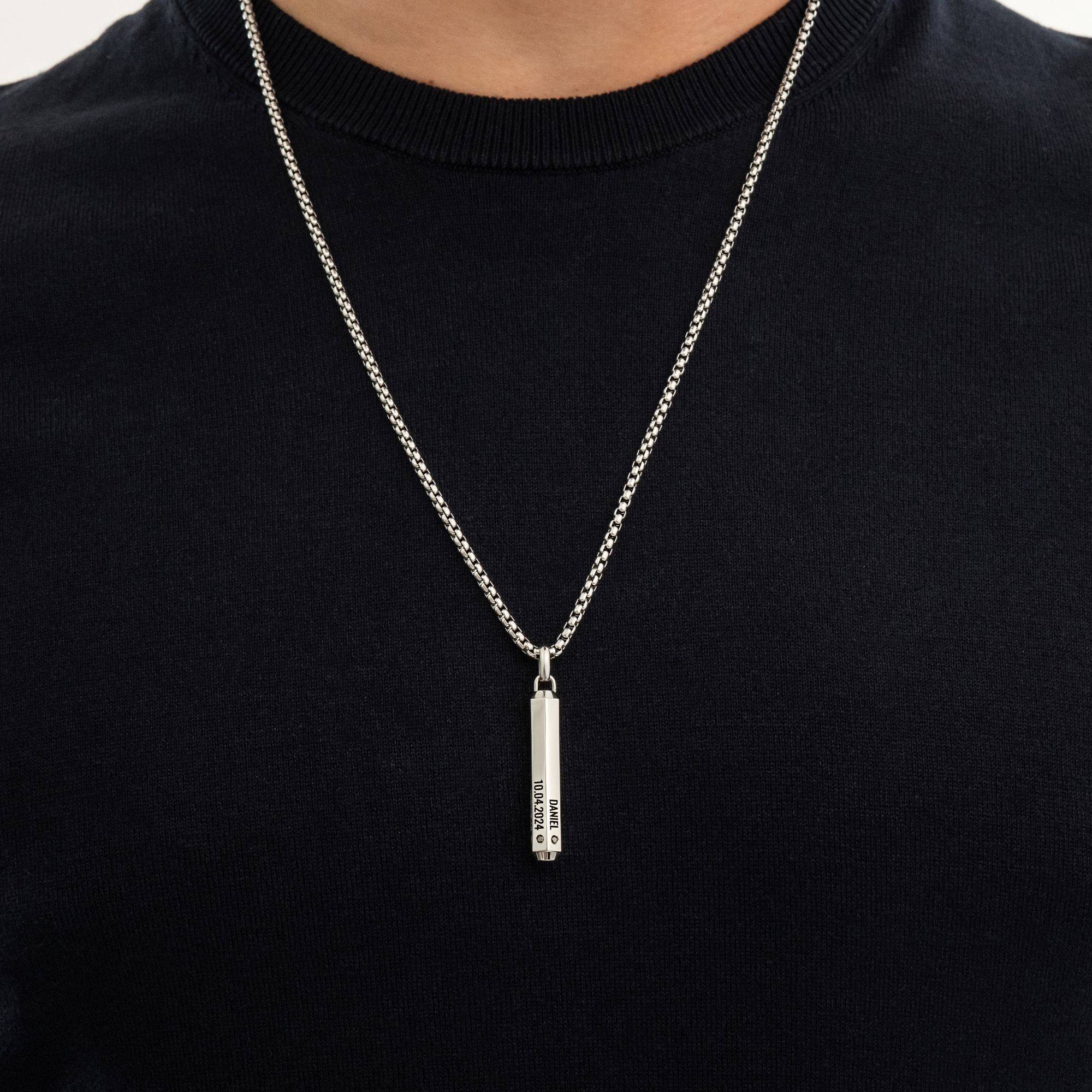 Collar Hexágono en 3D Personalizado con Diamantes para Hombre en Acero Inoxidable-6 foto de producto