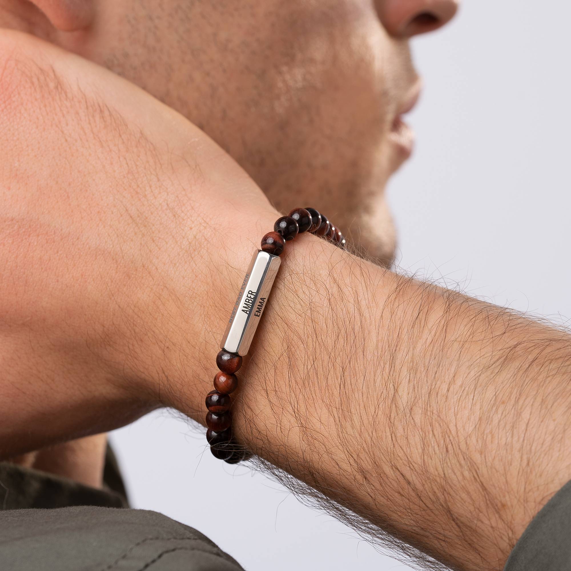 Pulsera Hexagonal 3D & Piedras Ojo de Tigre para Hombre-5 foto de producto