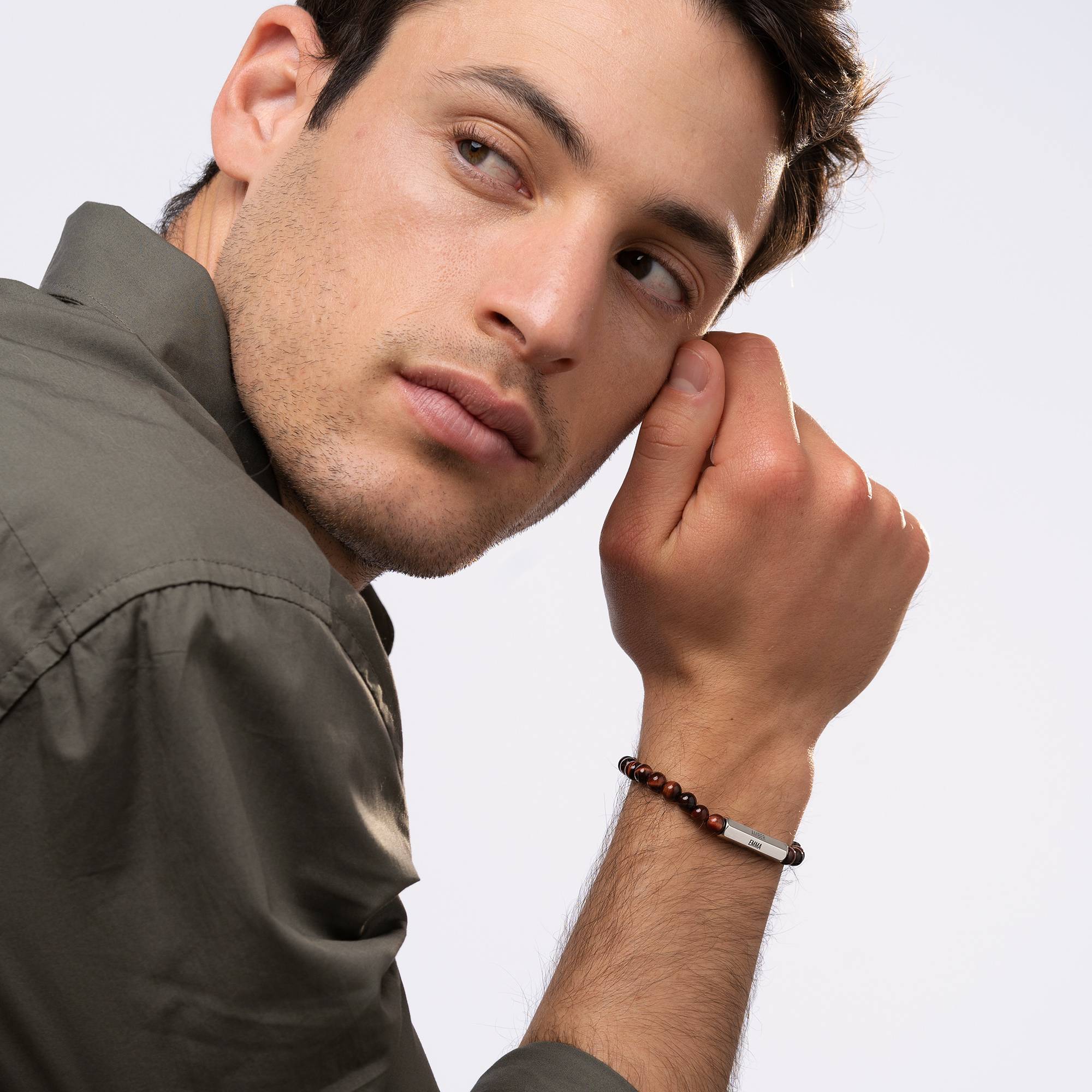 Pulsera Hexagonal 3D & Piedras Ojo de Tigre para Hombre-4 foto de producto