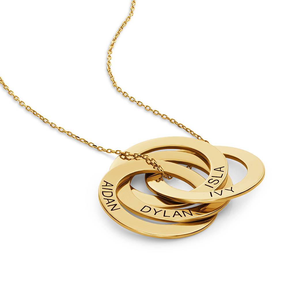 Collar de Anillo Ruso con 4 Anillos en Oro Sólido 10K-2 foto de producto
