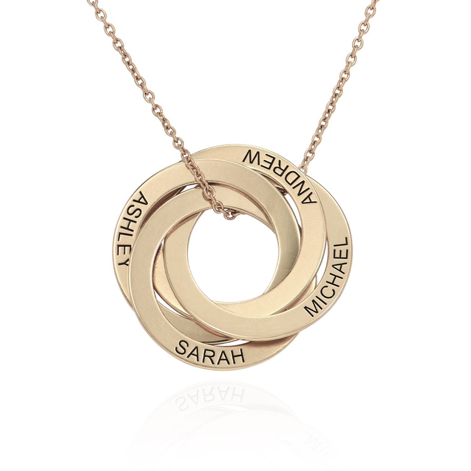 Collar de Anillo Ruso con 4 Anillos en Oro Sólido 10K-1 foto de producto