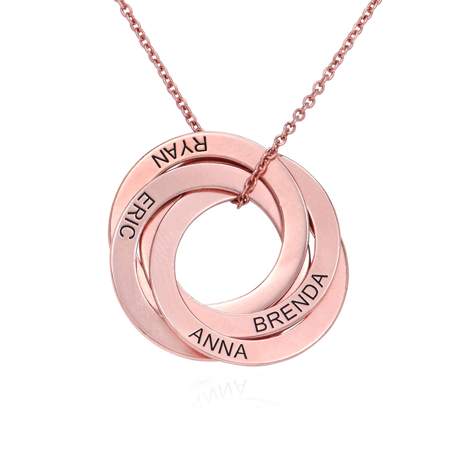 Collar de Anillo Ruso con 4 Anillos en Chapado de Oro Rosa-3 Collar de Anillo Ruso con 4 Anillos en Chapado de Oro Rosa-3 foto de producto