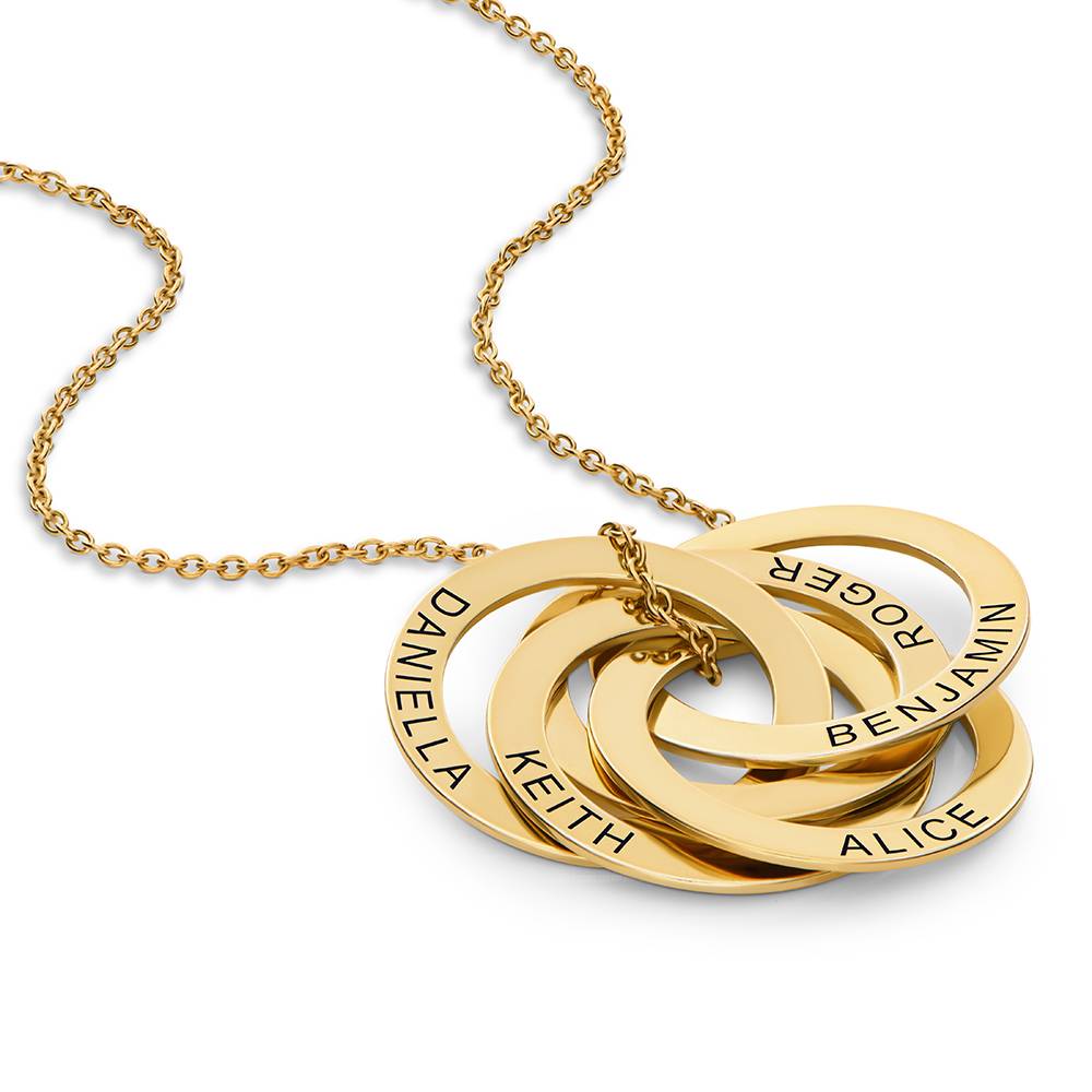 Collar de Anillo Ruso con 5 Anillos en Oro Sólido 14K-5 foto de producto