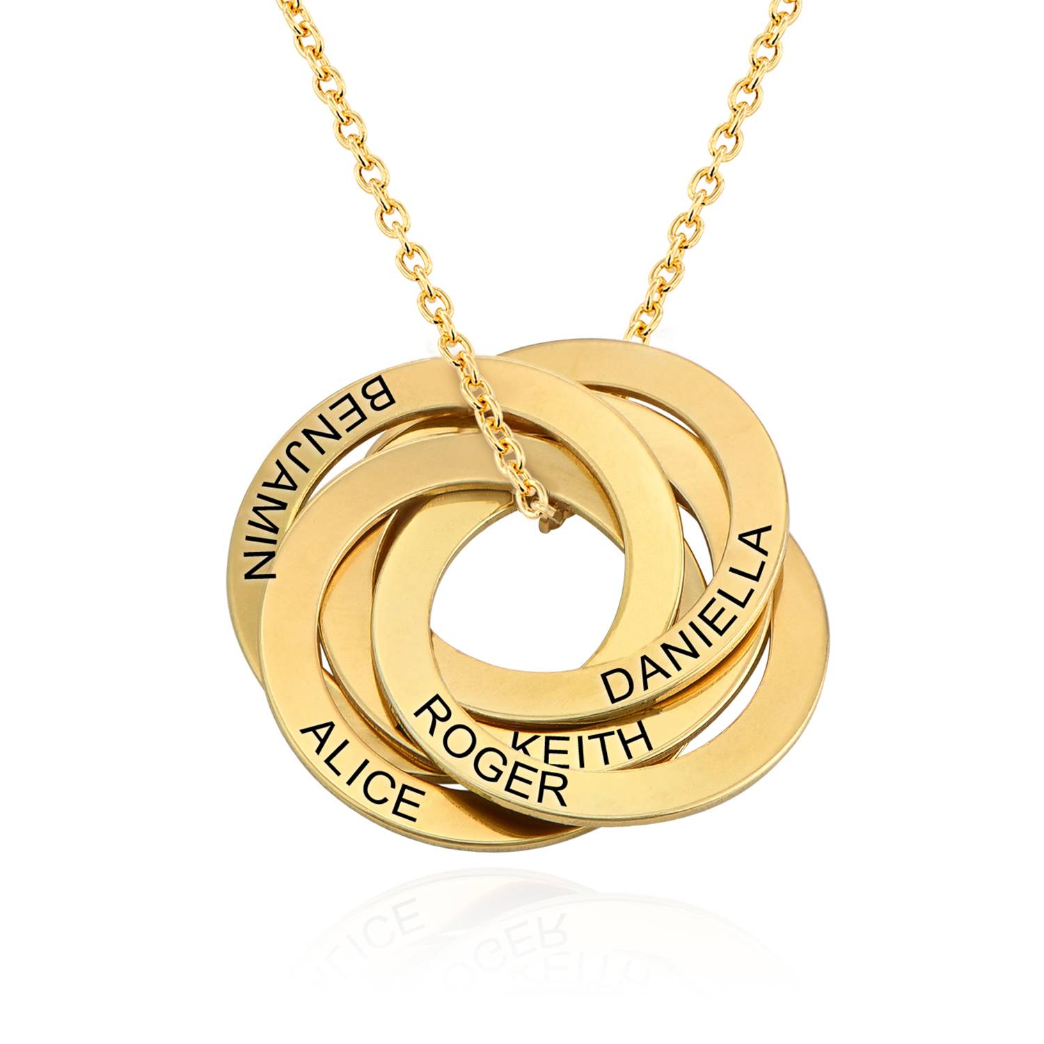 Collar de Anillo Ruso con 5 Anillos en Baño de Oro-3 foto de producto