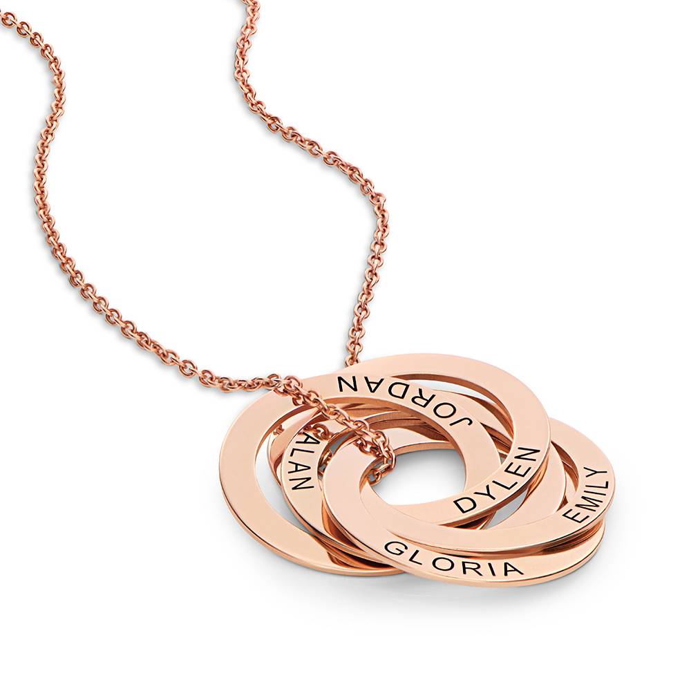 Collar de Anillo Ruso con 5 Anillos en Chapado de Oro Rosa-5 Collar de Anillo Ruso con 5 Anillos en Chapado de Oro Rosa-5 foto de producto