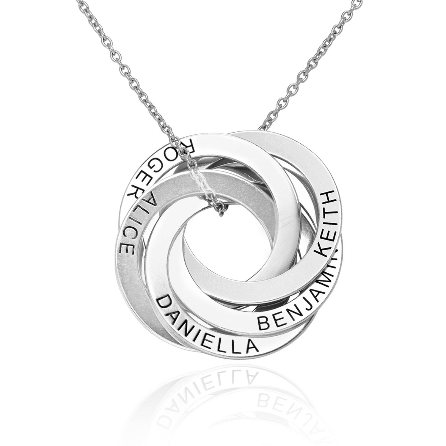 Collar de Anillo Ruso con 5 Anillos en Plata Esterlina-5 foto de producto