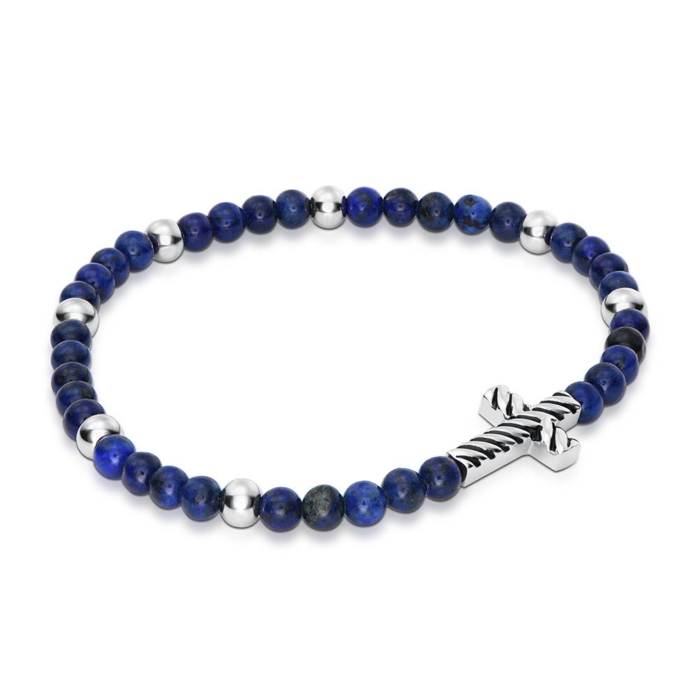 Pulsera de Cruz Semipreciosa Texturizada para Hombre-3 foto de producto