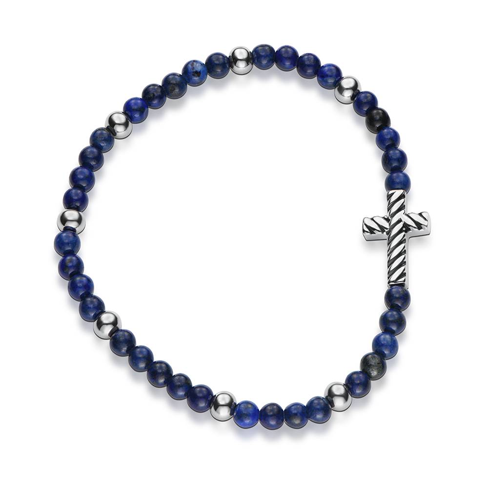 Pulsera de Cruz Semipreciosa Texturizada para Hombre-4 foto de producto