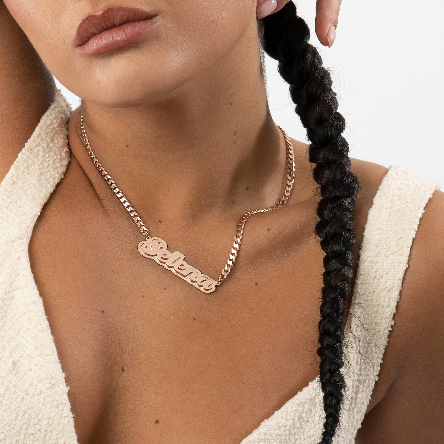 Collar con Nombre Alexis Efecto Doble Placa en Chapa de Oro Rosa-5 Collar con Nombre Alexis Efecto Doble Placa en Chapa de Oro Rosa-5 foto de producto