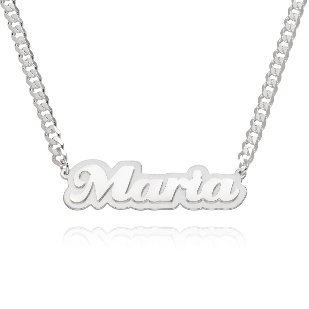Collar con Nombre Alexis Efecto Doble Placa en Plata Esterlina-3 foto de producto