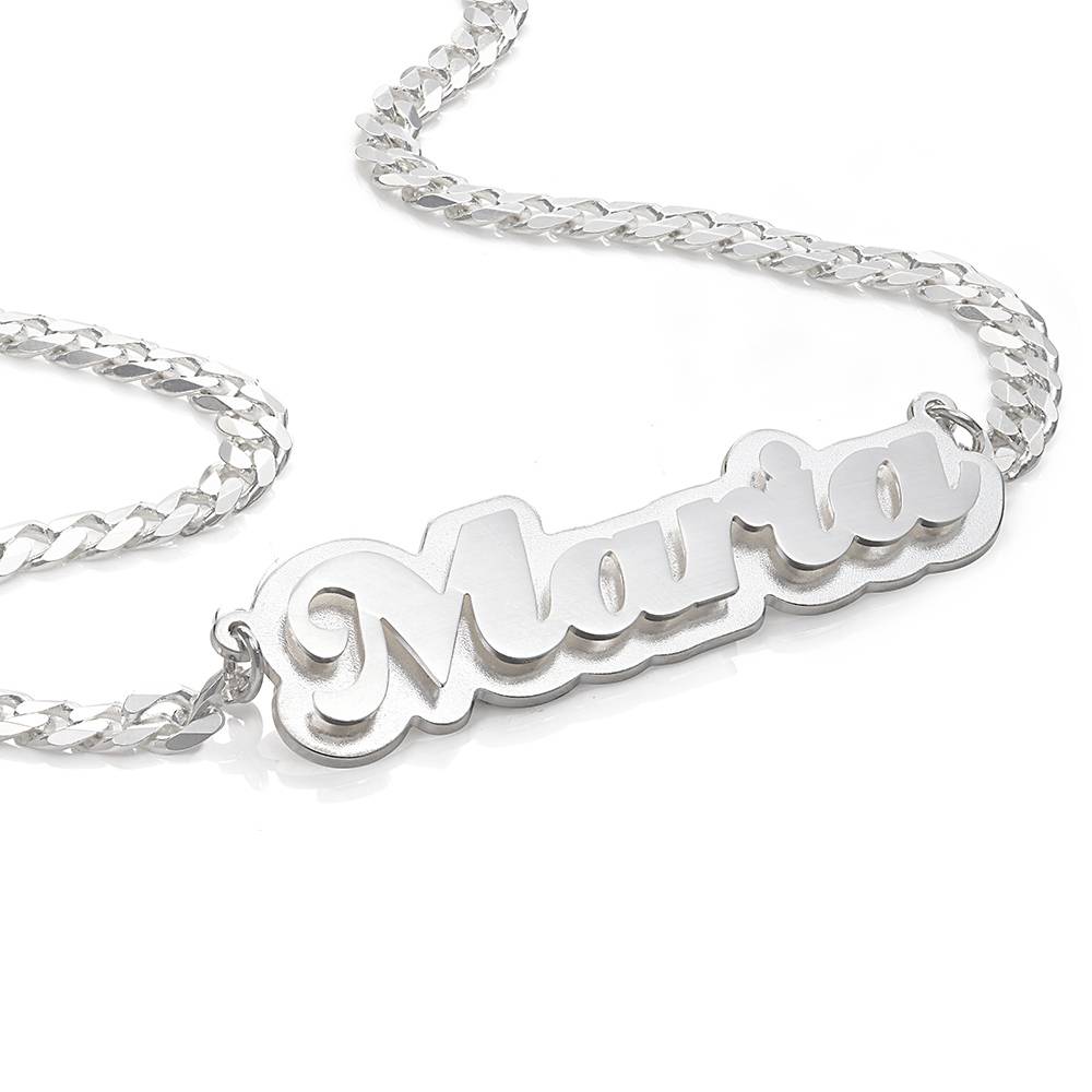 Collar con Nombre Alexis Efecto Doble Placa en Plata Esterlina-2 foto de producto
