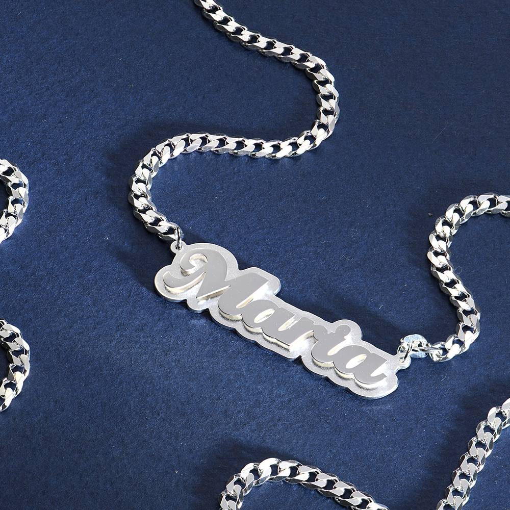 Collar con Nombre Alexis Efecto Doble Placa en Plata Esterlina-1 foto de producto