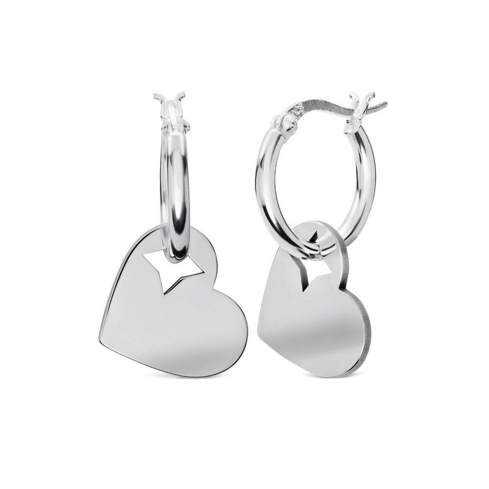 Pendientes de Aro Corazones Eternos en Plata de Ley-4 foto de producto