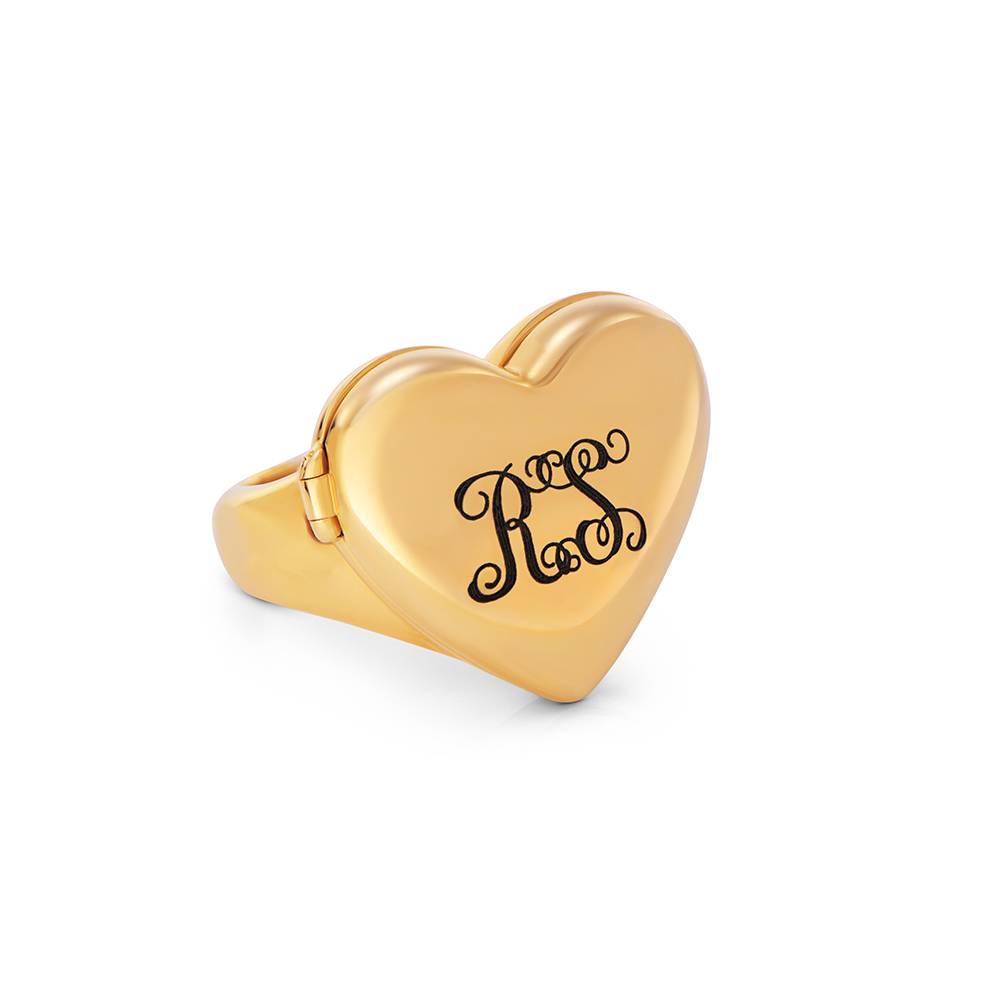 Anillo Monograma con Foto Siempre en mi Corazón en Chapa de Oro-2 foto de producto