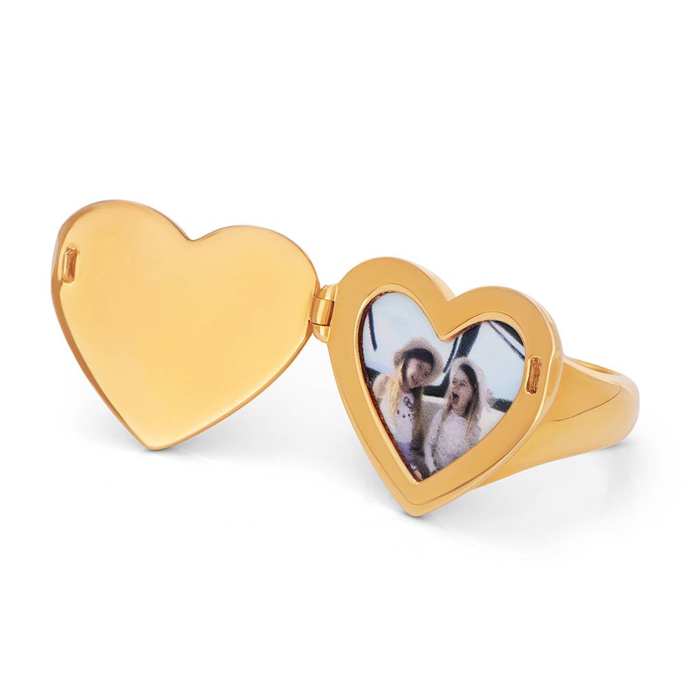 Anillo Monograma con Foto Siempre en mi Corazón en Chapa de Oro-5 foto de producto