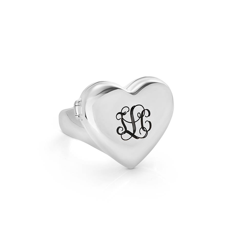 Anillo Monograma con Foto Siempre en mi Corazón en Plata-1 foto de producto