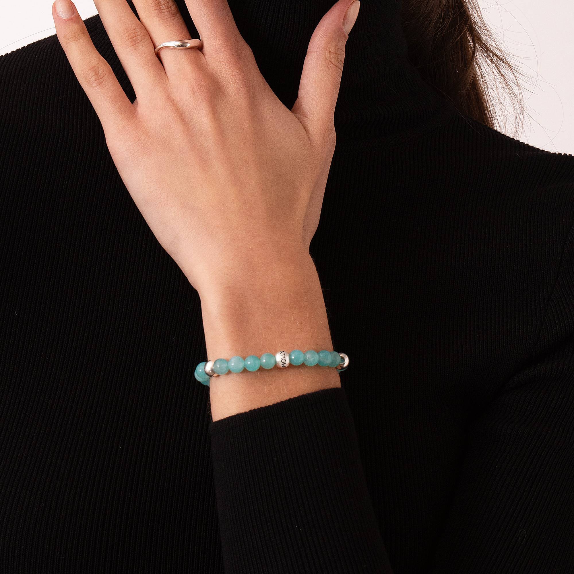 Pulsera Balance con Cuentas Semipreciosas de Amazonita en Plata Esterlina-3 foto de producto