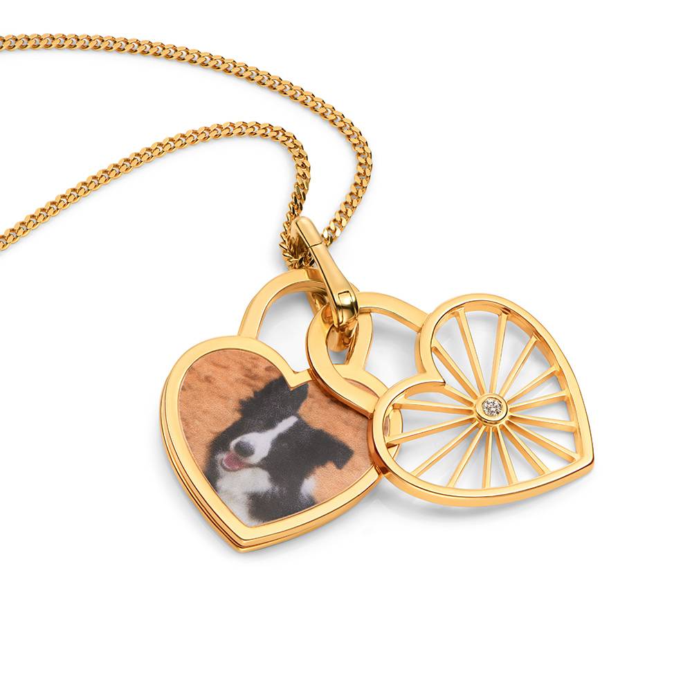 Collar de Colgante de Foto Amorette con Diamantes en Baño de Oro-7 foto de producto