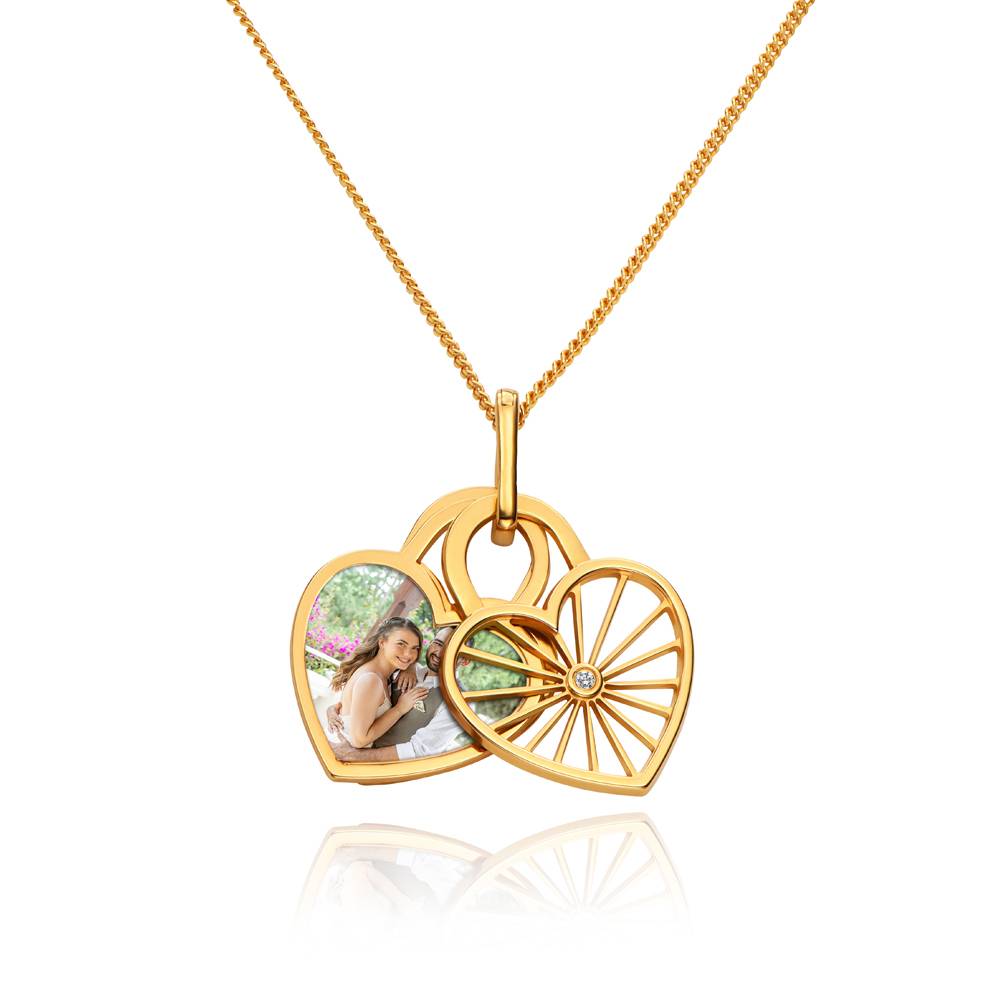 Collar de Colgante de Foto Amorette con Diamantes en Baño de Oro-1 foto de producto