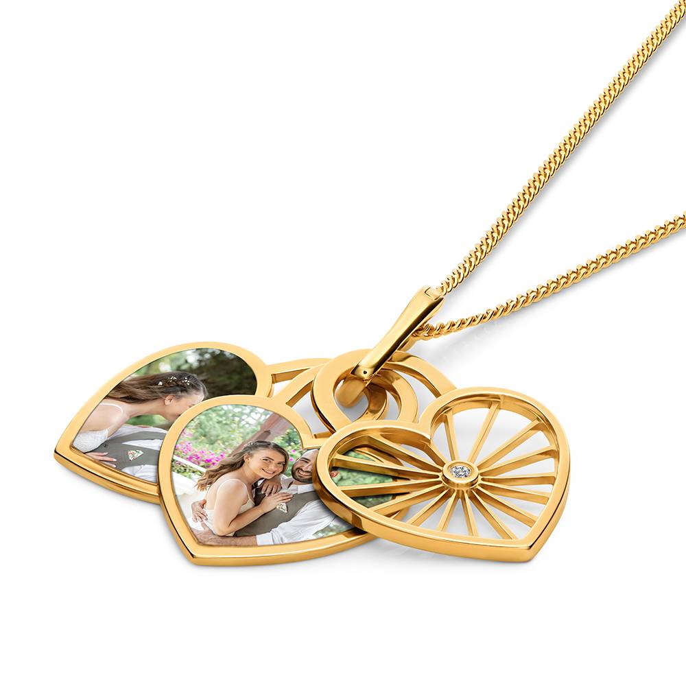 Collar de Colgante de Foto Amorette con Diamantes en Baño de Oro-2 foto de producto