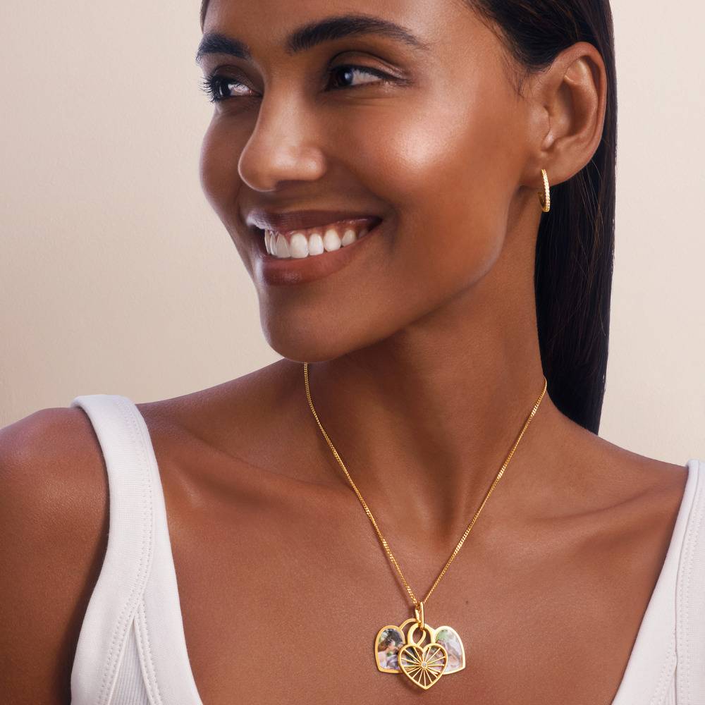 Collar de Colgante de Foto Amorette con Diamantes en Baño de Oro-3 foto de producto